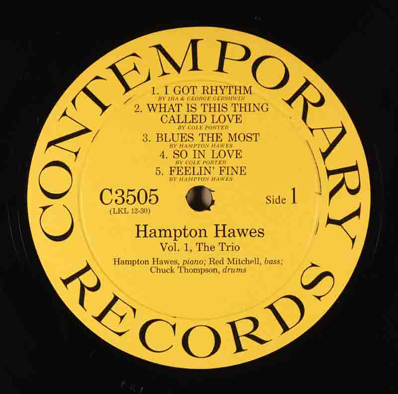 Hampton Hawes Trio Vol.1のA面のレーベル