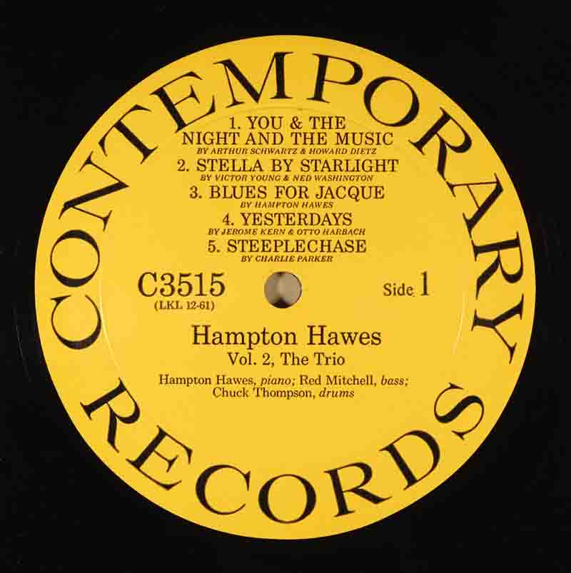 Hampton Hawes Trio Vol.2のA面のレーベル