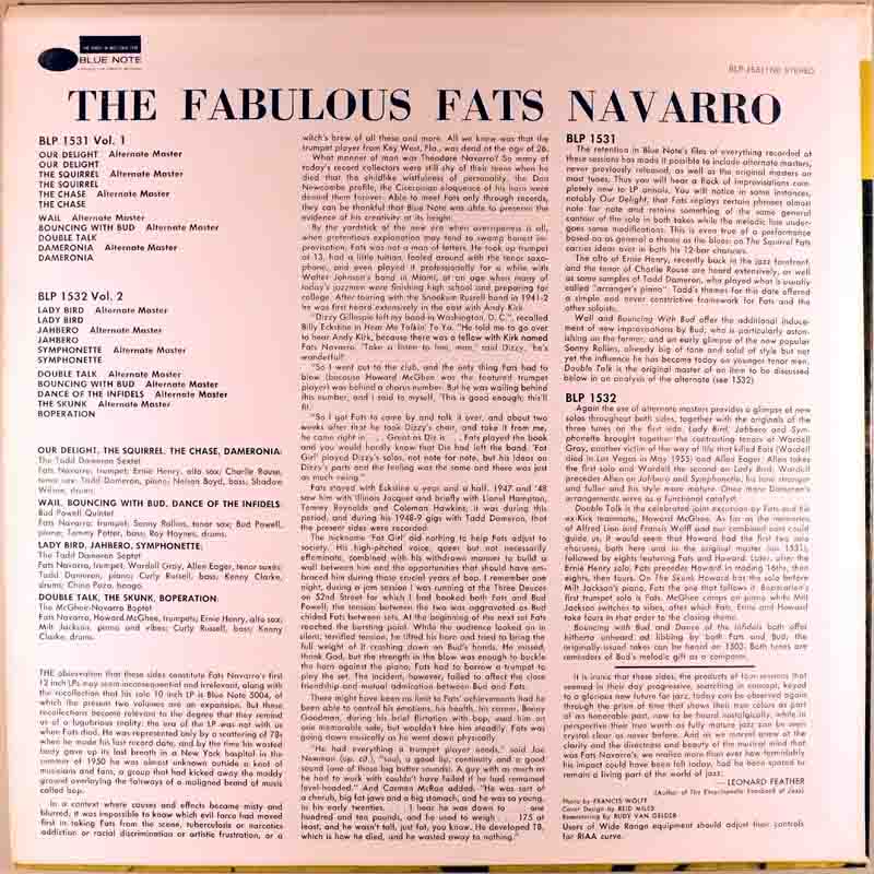The Fabulous Fats Navarroのジャケット裏