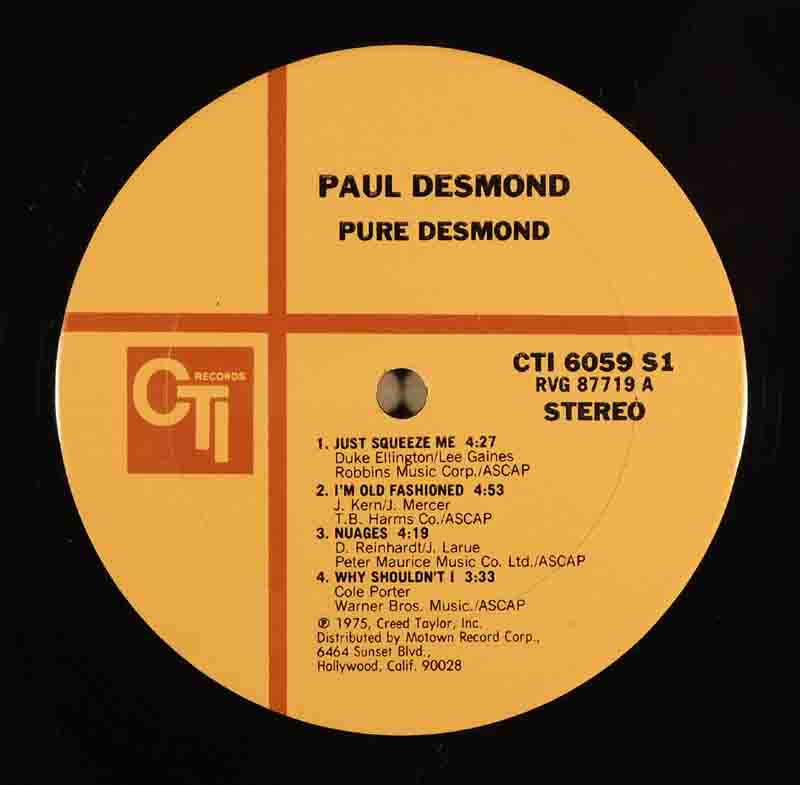 Pure DesmondのＡ面のレーベル